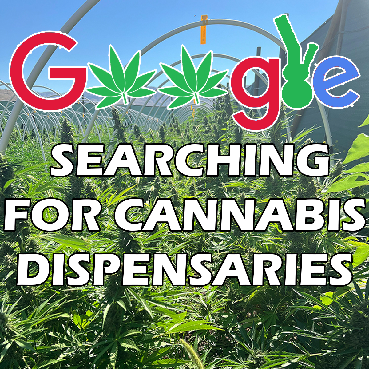 A caricture of the google logo with cannabis infulence