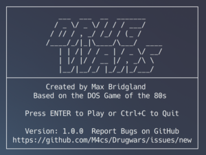 Drug Wars / Dope Wars MS-DOS screenshot